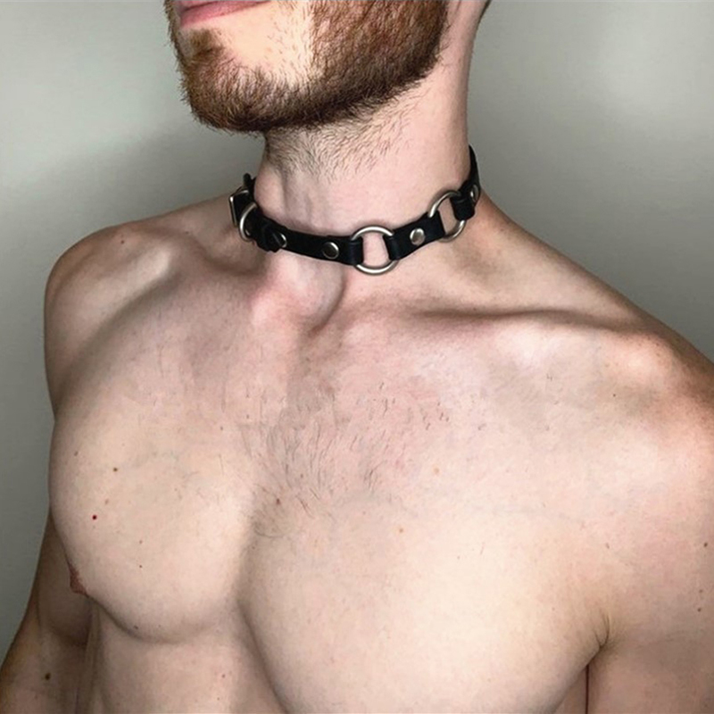 Men Accessories Neck Chain - 男性用のスタイリッシュな合成皮革チョーカー、ゴシックジュエリー、ゲイアパレル、ユニークなアクセサリー、シンプルなネックチェーン
