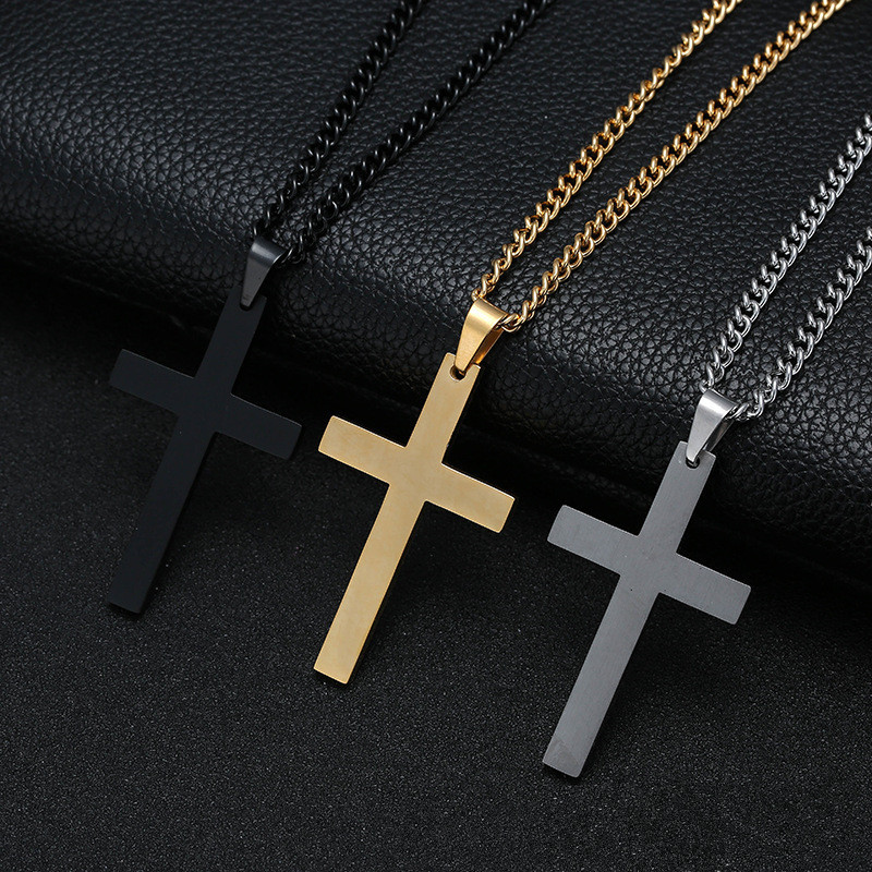 Men Accessories Neck Chain - ヴィンテージゴシックペンダントクロスネックレスクールなストリートスタイルパンクジュエリー男性女性のための黒チェーンアクセサリー首にギフト
