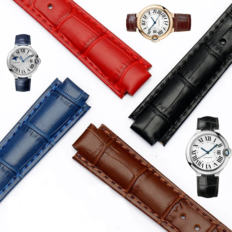 Men'S Accessories Cartier - 14-8mm、16-8mm、18-11mm、20-12mmのレザー製腕時計バンド。カルティエ ブルーバルーンシリーズの男性用、女性用、凸型ジョイント式腕時計ストラップ、アクセサリー。