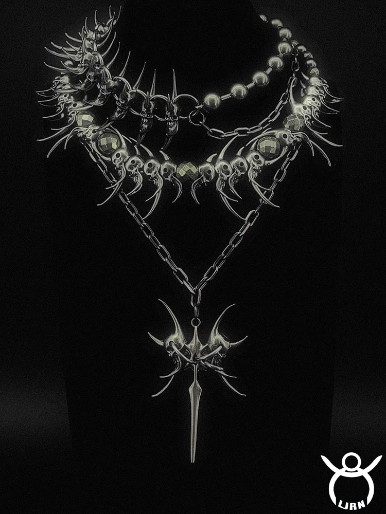 Men Accessories Neck Chain - 2025年新作 パンクネックレス シルバーカラー メタル ユニセックス スカル