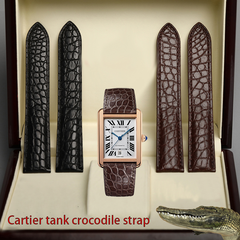 Men'S Accessories Cartier - 男性と女性のためのアリゲーターストラップの交換、青、紫、灰色、ピンク、タンク、london、折りたたみ式バックル、アクセサリー、20mm、22mm
