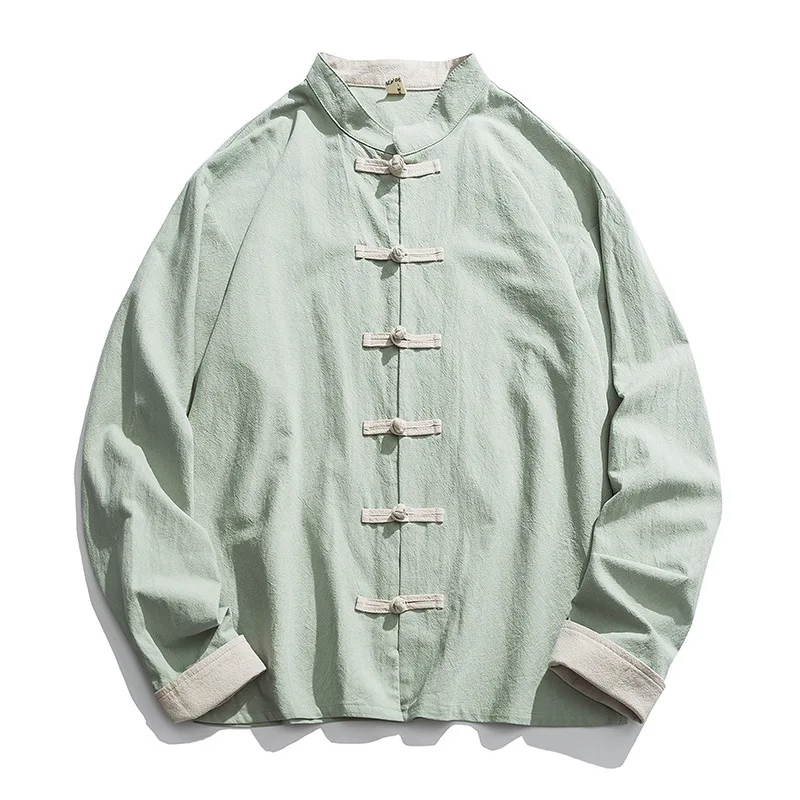 メンズ着物ジャケット,伝統的な中国の服,リネン漢服,長袖唐ス - Men'S Kimono Accessories のレビューと価格