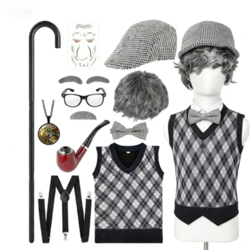 ハロウィンフェスティバル老人コスチュームアクセサリーセット1 - Men'S Accessories In The 1920S のレビューと価格