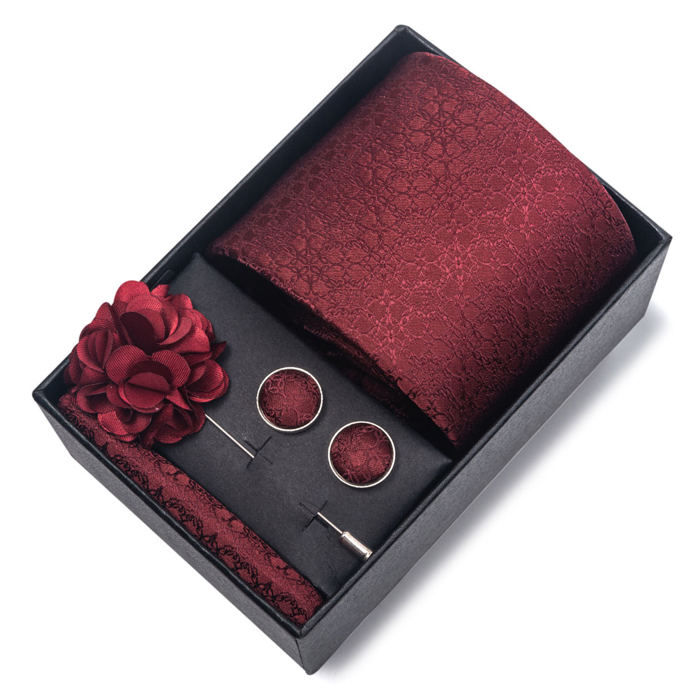 卸売ギフトボックスファッション 8 センチメートル赤ペイズリ - Neck Tie Set Box のレビューと価格