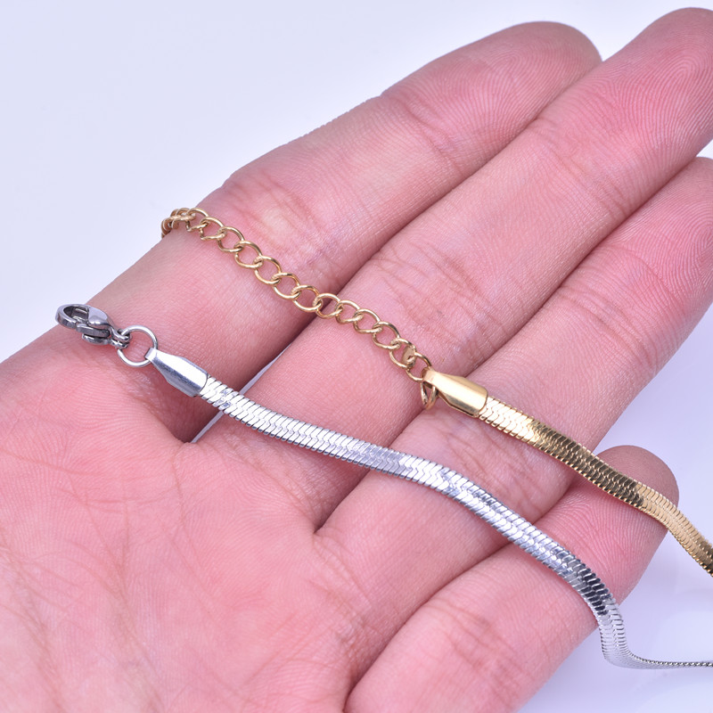 ステンレス鋼のネックレス女性男性アクセサリーフラットチェーン - Men Accessories Neck Chain のレビューと価格