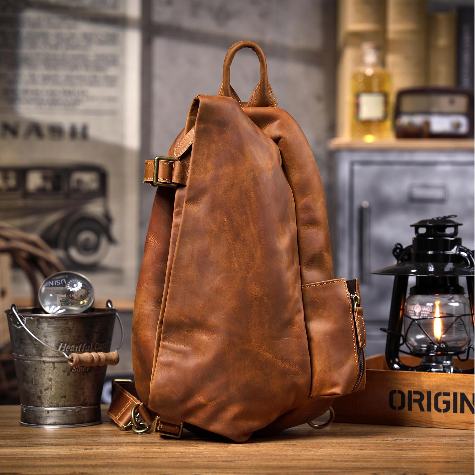 ヴィンテージオーガナイザーデザイナー クレイジーホース牛革  - Travel Organizer Men のレビューと価格