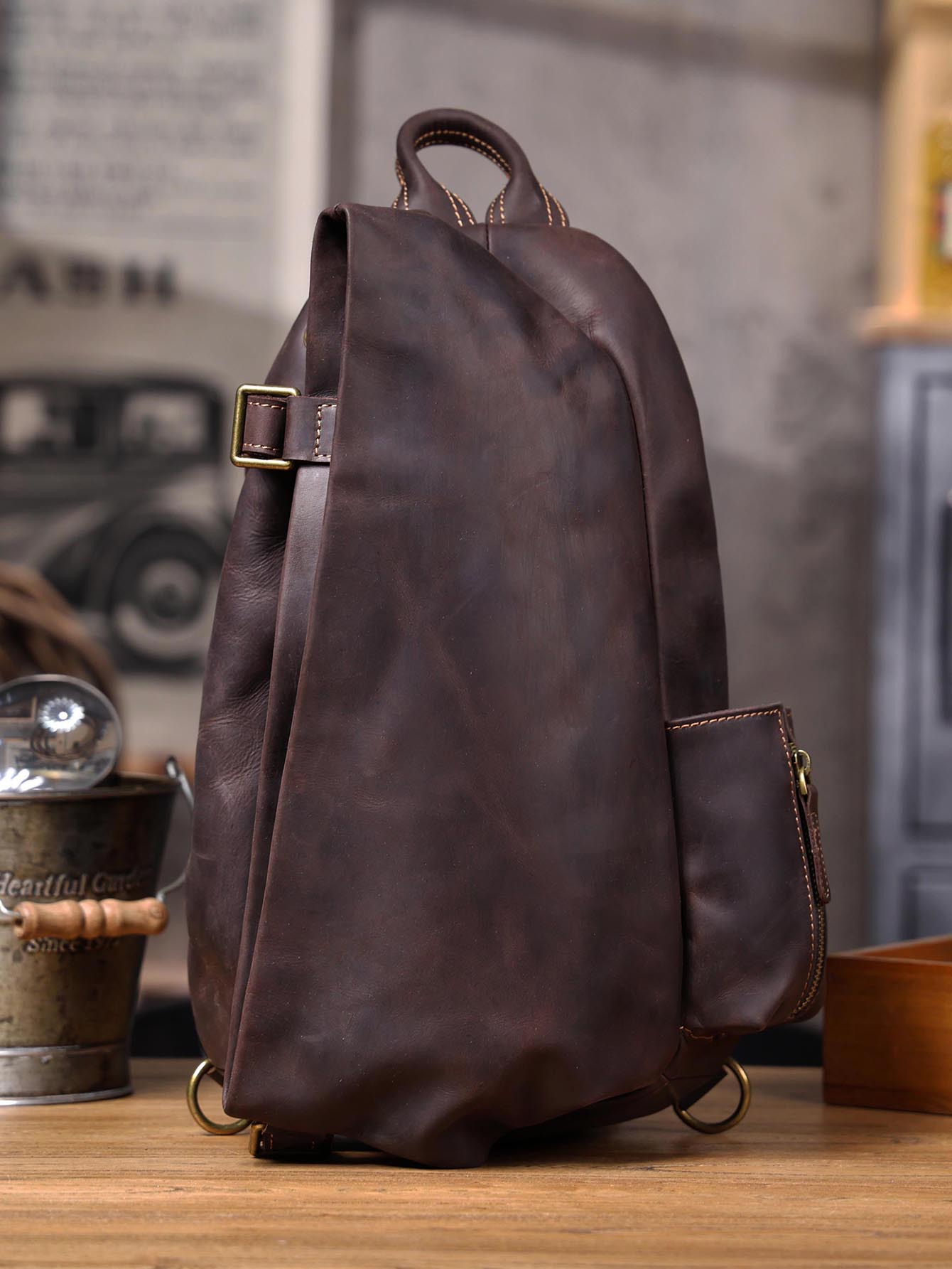 ヴィンテージオーガナイザーデザイナー クレイジーホース牛革  - Travel Organizer Men のレビューと価格