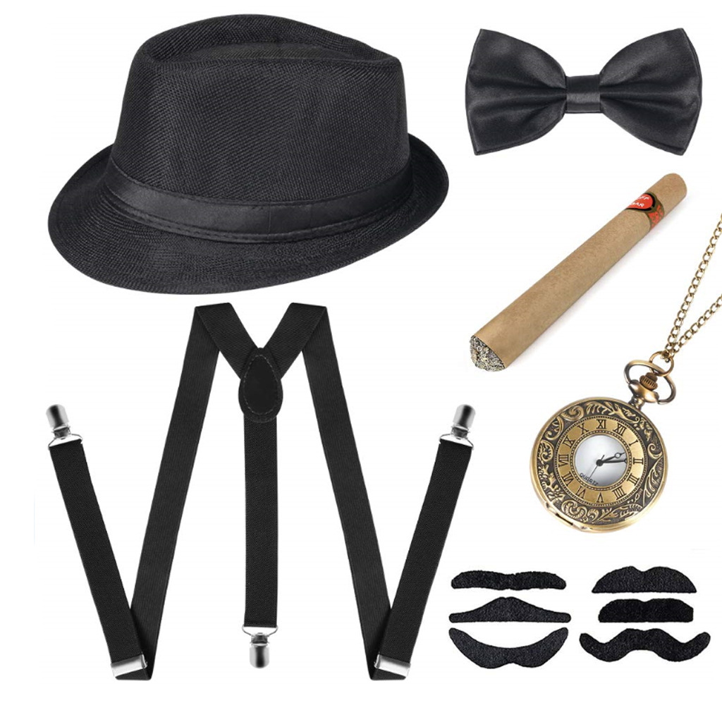 メンズグレートギャツビーアクセサリーセット、レトロなギャング - Men'S Accessories In The 1920S のレビューと価格