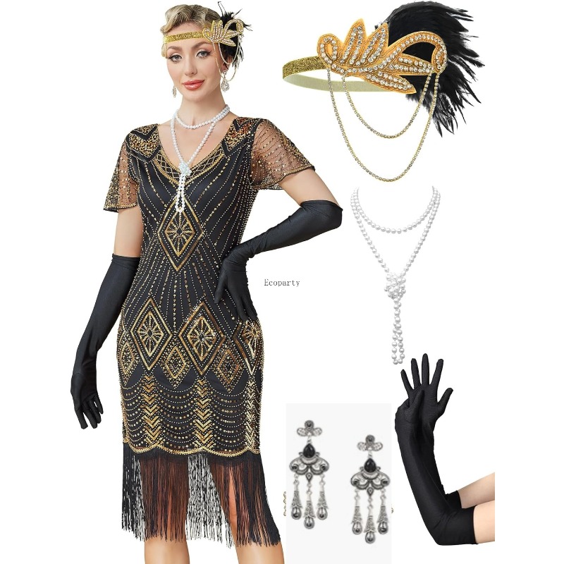 20年代風女性用ドレス、グレート・ギャツビー風ドレス、女性用 - Men'S Accessories In The 1920S のレビューと価格