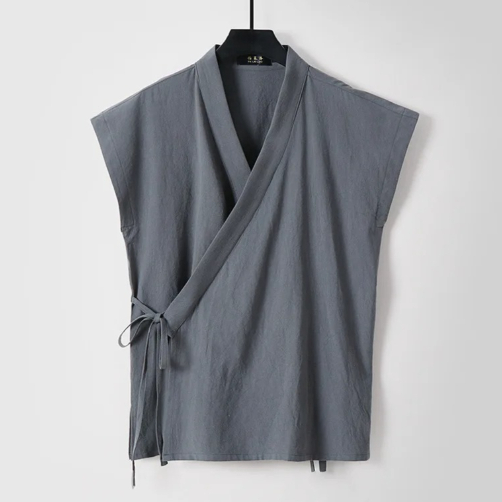 中国の男性の綿リネンタンクトップノースリーブ着物唐スーツトッ - Men'S Kimono Accessories のレビューと価格