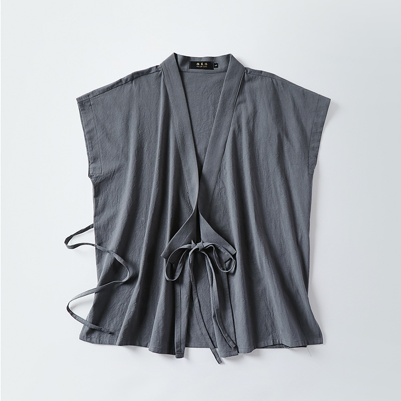 中国の男性の綿リネンタンクトップノースリーブ着物唐スーツトッ - Men'S Kimono Accessories のレビューと価格