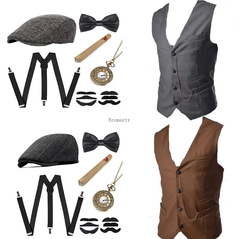 メンズギャングスターコスチュームとアクセサリーセット スチー - Men'S Accessories In The 1920S のレビューと価格
