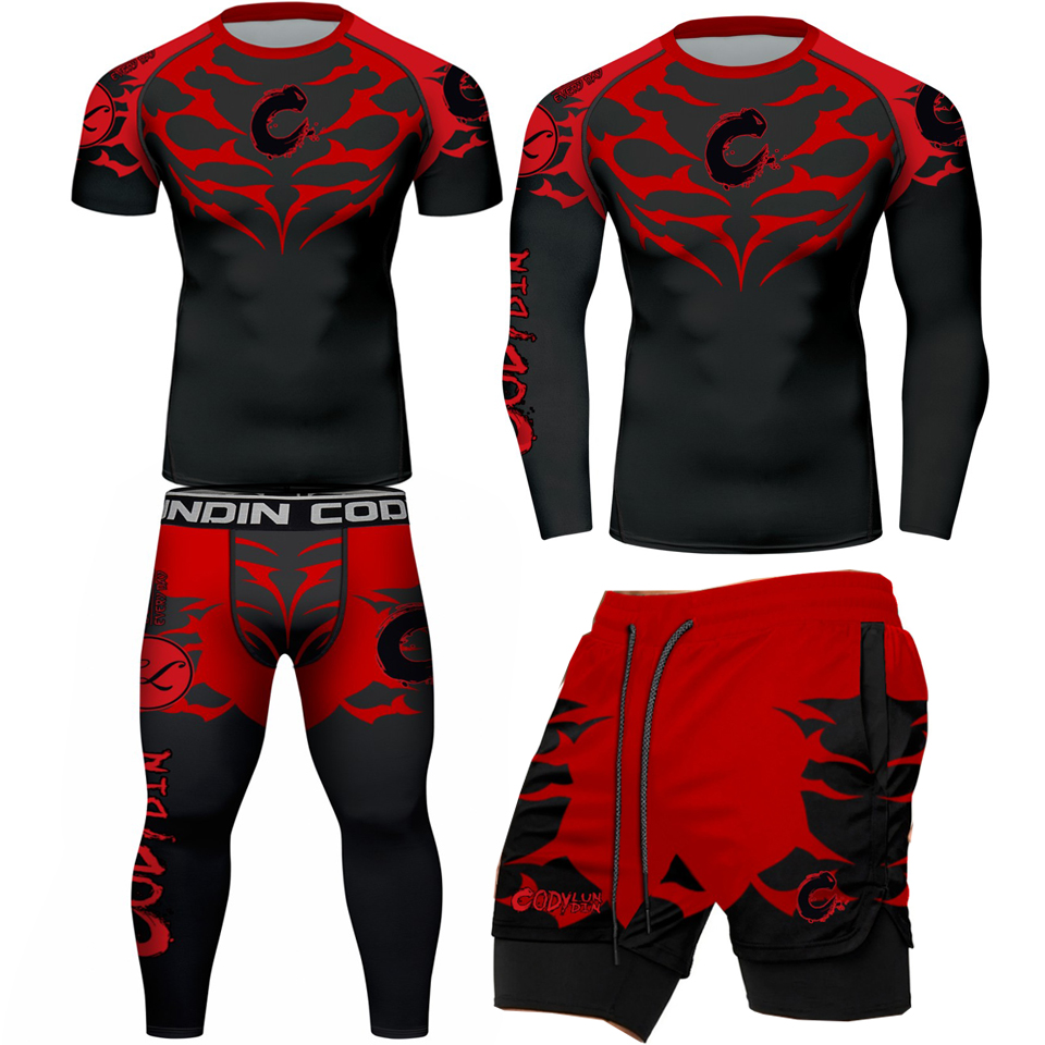 新しい着物型柔術MMA Tシャツ+パンツ ラッシュガード メ - Men'S Kimono Accessories のレビューと価格