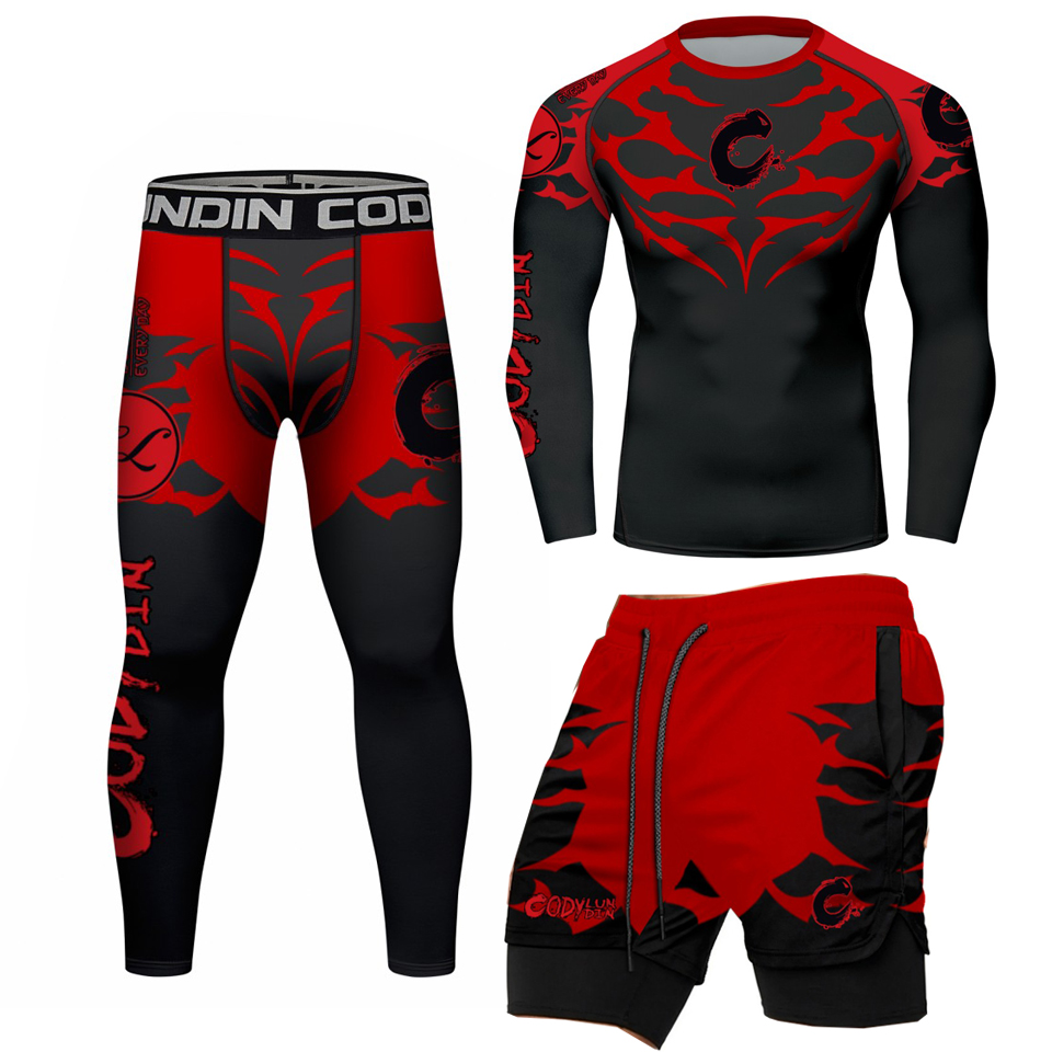 新しい着物型柔術MMA Tシャツ+パンツ ラッシュガード メ - Men'S Kimono Accessories のレビューと価格