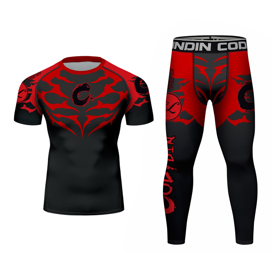 新しい着物型柔術MMA Tシャツ+パンツ ラッシュガード メ - Men'S Kimono Accessories のレビューと価格