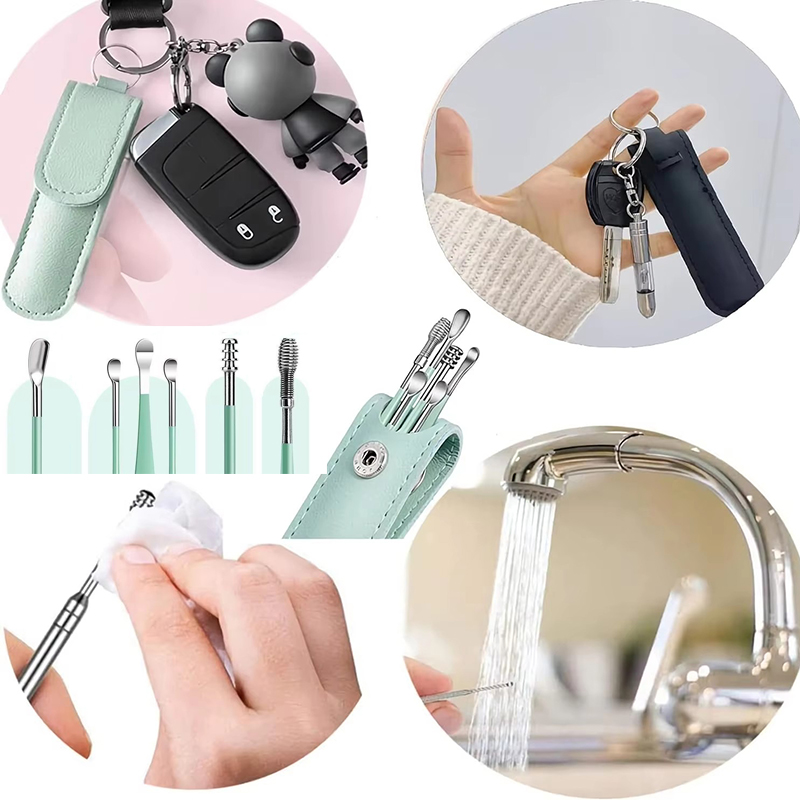 6点セット耳垢除去キット、耳掃除用アクセサリーツール、ステン - Men'S Accessories Types のレビューと価格