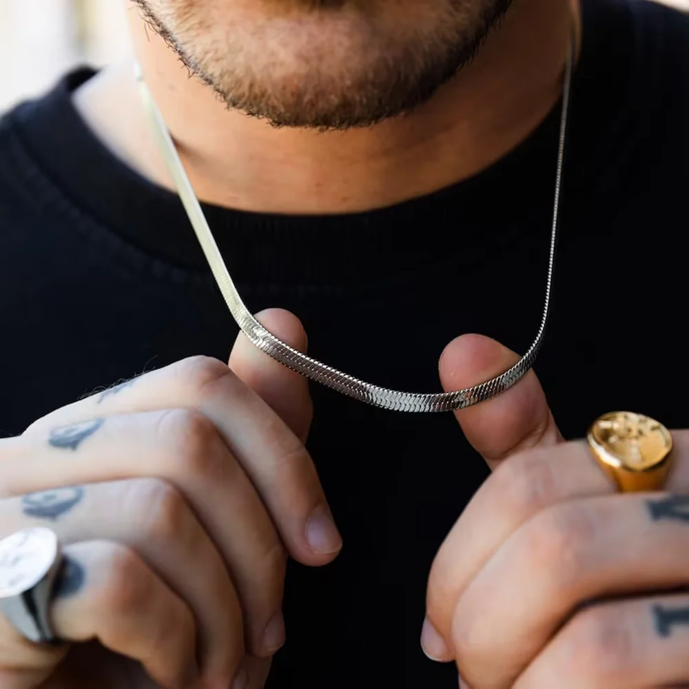 ステンレス鋼スネークチェーンネックレス女性男性ゴールドカラー - Men Accessories Neck Chain のレビューと価格