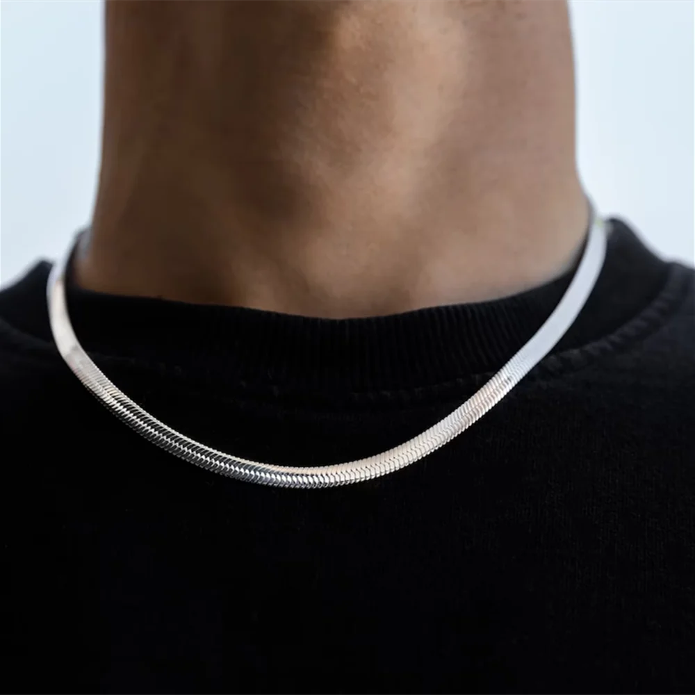 ステンレス鋼スネークチェーンネックレス女性男性ゴールドカラー - Men Accessories Neck Chain のレビューと価格